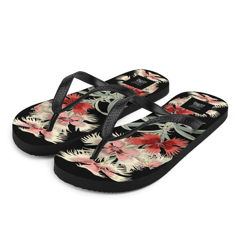 Emerald  Blossoms - Ladies Flip-Flops.