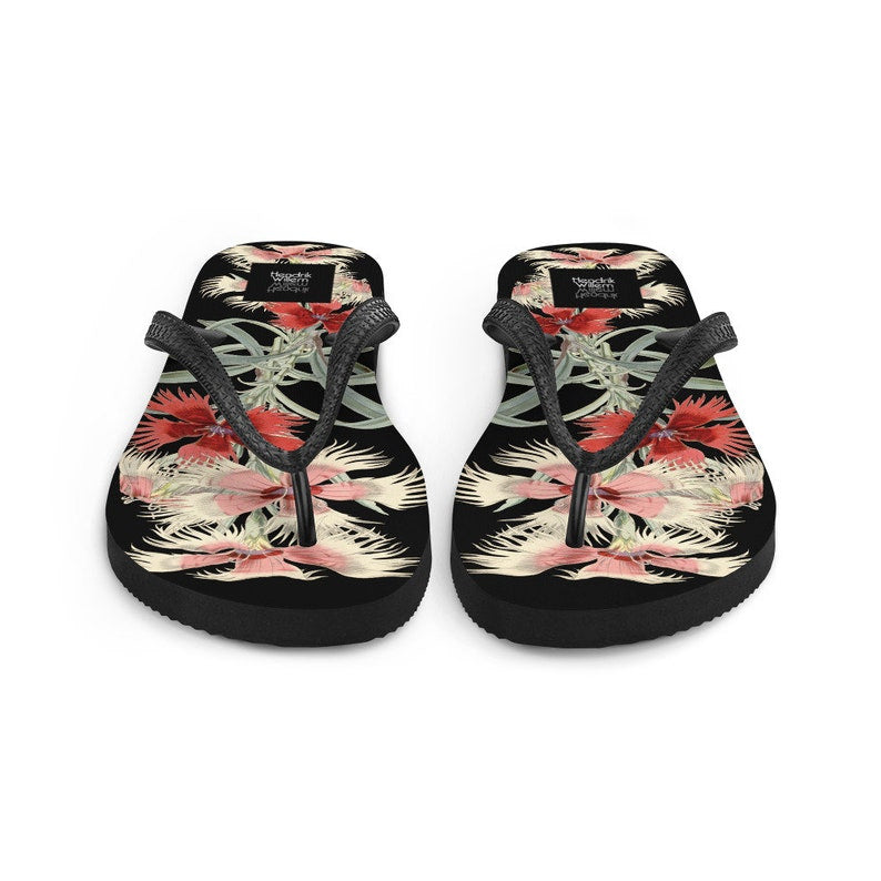 Emerald  Blossoms - Ladies Flip-Flops.