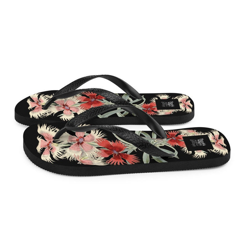 Emerald  Blossoms - Ladies Flip-Flops.