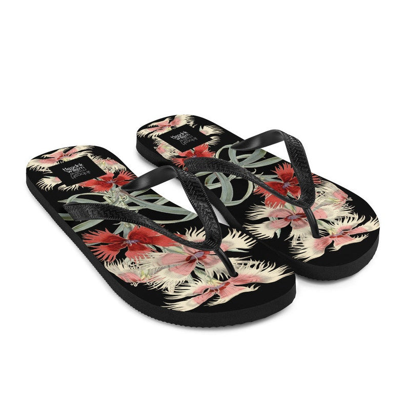 Emerald  Blossoms - Ladies Flip-Flops.