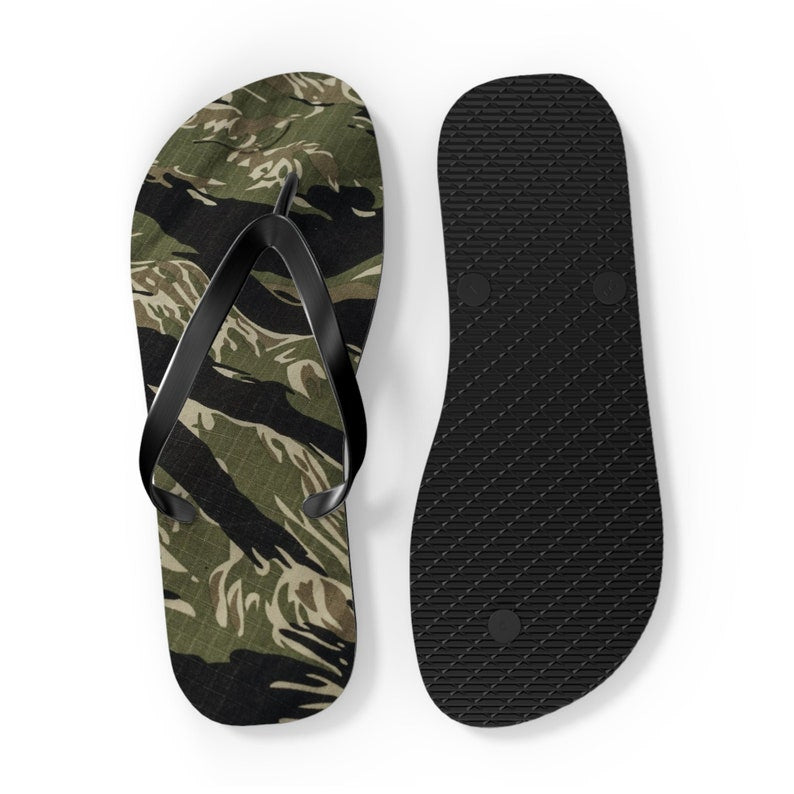 Emerald  Blossoms - Camo Flip Flops.