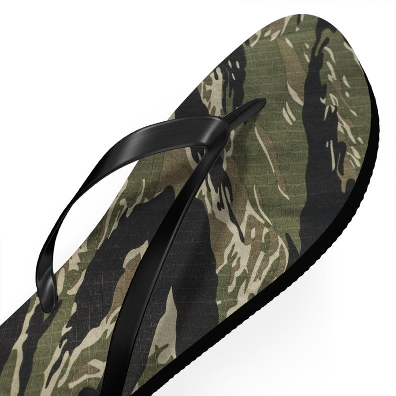 Emerald  Blossoms - Camo Flip Flops.