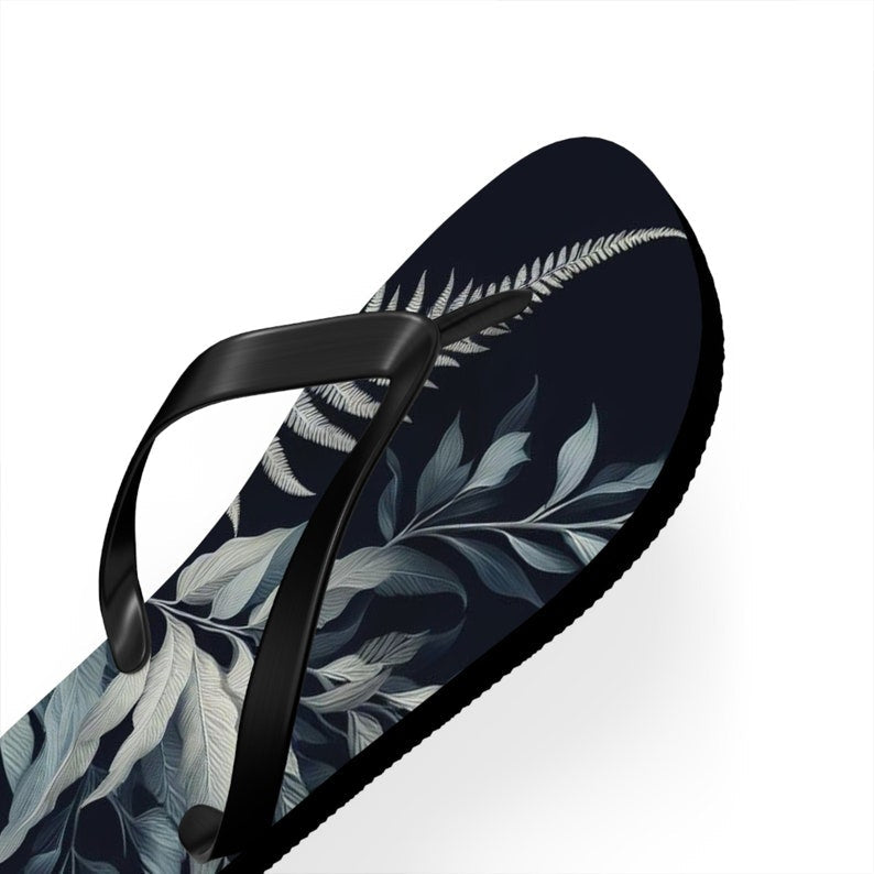 Emerald  Blossoms - Fern Floral Flip-Flops.