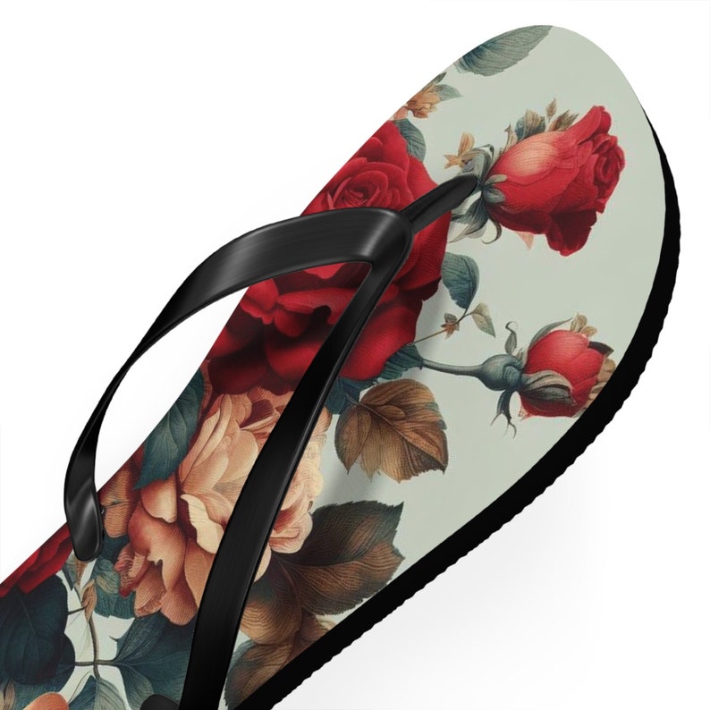 Emerald  Blossoms - Rose Floral Flip-Flops