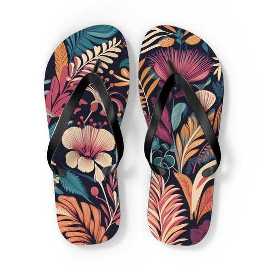 Emerald  Blossoms - Floral Flip-Flops Beach Retro.