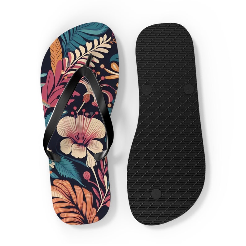 Emerald  Blossoms - Floral Flip-Flops Beach Retro.