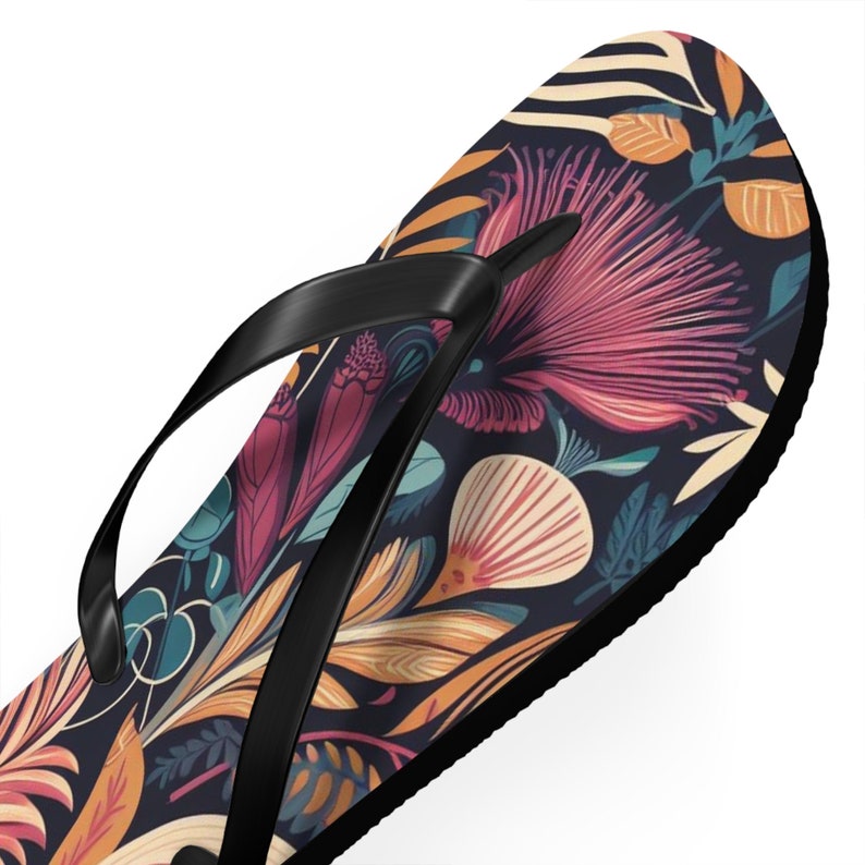 Emerald  Blossoms - Floral Flip-Flops Beach Retro.