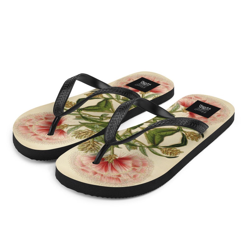 Emerald  Blossoms - Woman's Japanese-Inspired Flip-Flops.