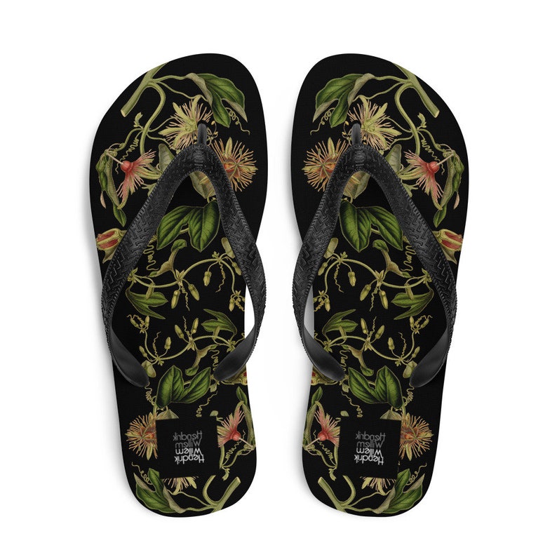 Emerald  Blossoms - Colorful Botanical Ladies Flip-Flops.