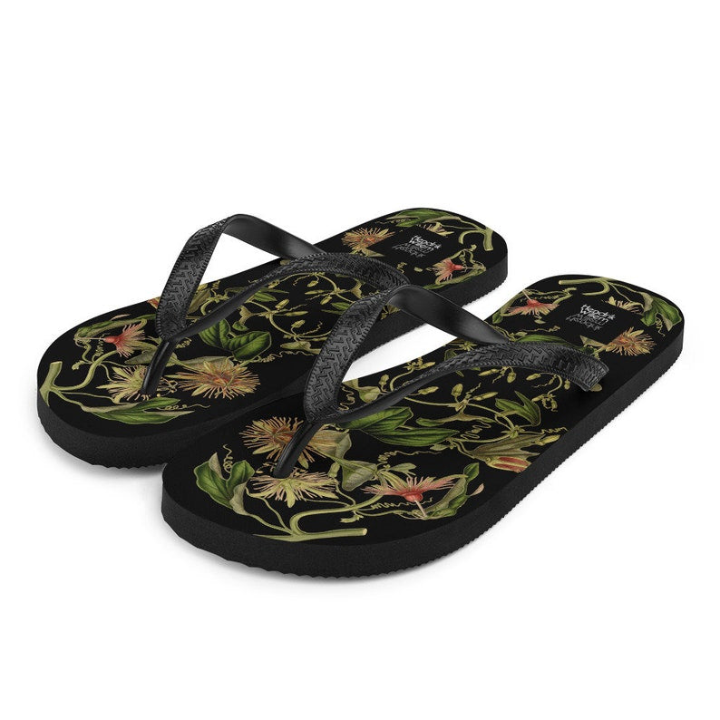 Emerald  Blossoms - Colorful Botanical Ladies Flip-Flops.