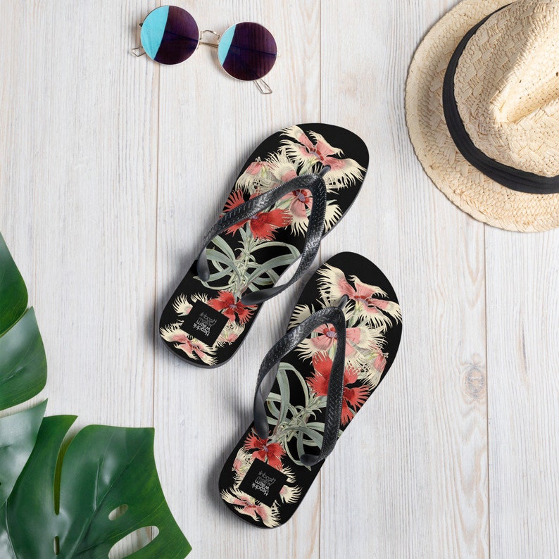 Emerald  Blossoms - Ladies Flip-Flops.