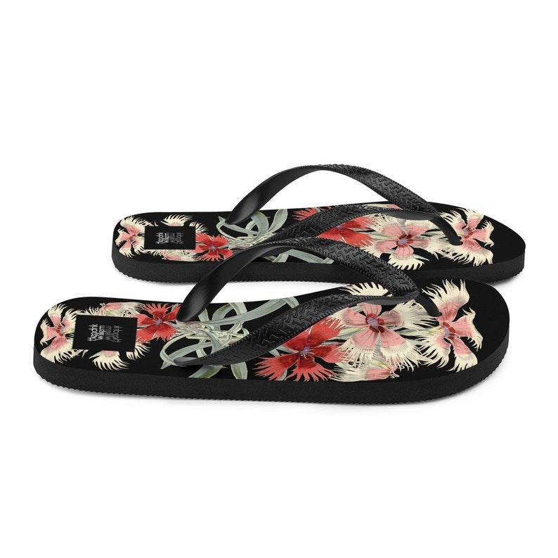 Emerald  Blossoms - Ladies Flip-Flops.