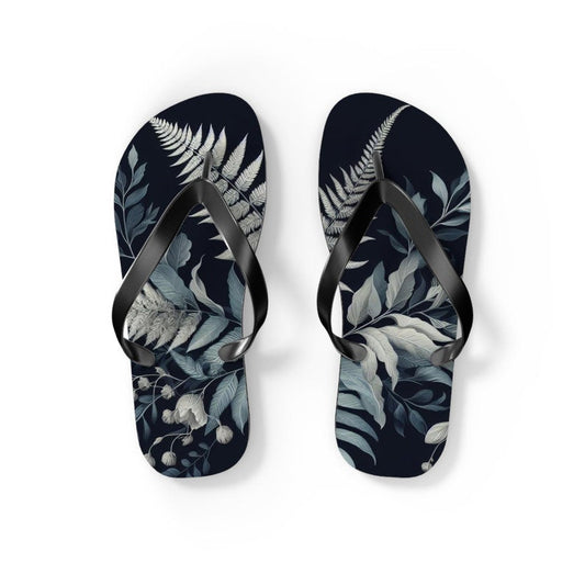 Emerald  Blossoms - Fern Floral Flip-Flops.