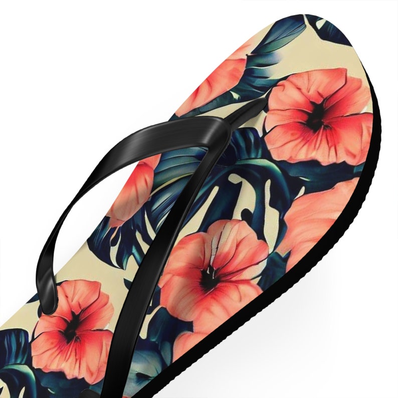 Emerald  Blossoms - Poppy Floral Flip-Flops.