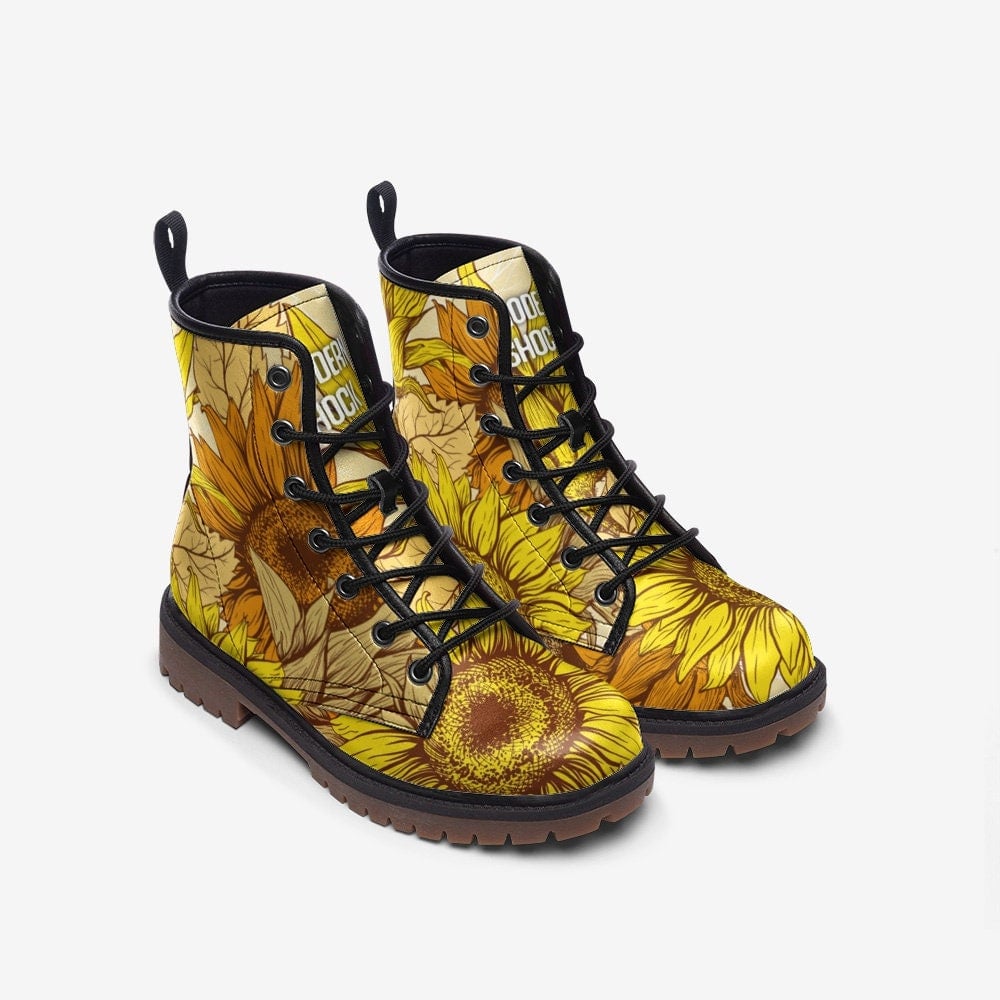 Emerald Blossoms - Sunflower Yellow Hippie Leather Unisex Boots