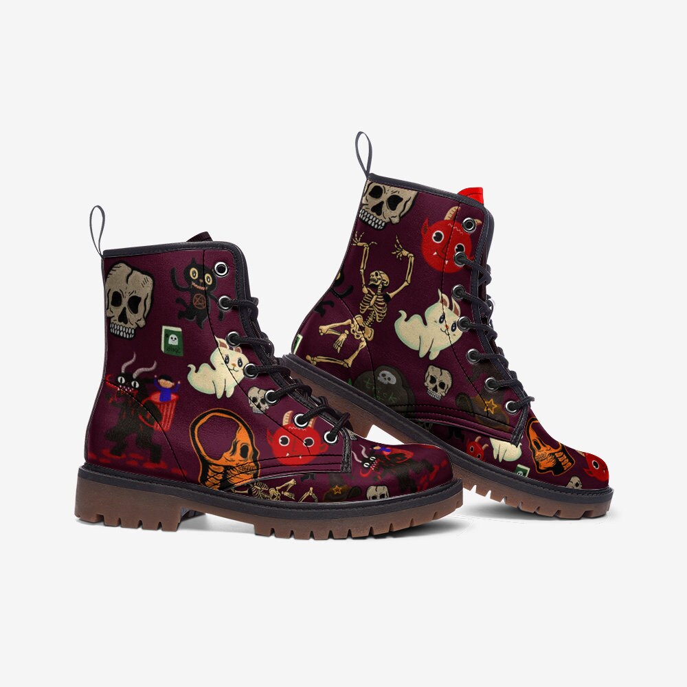 Emerald Blossoms - Little Demon Party Gothic, Punk, Unisex Combat Boots For Hippies