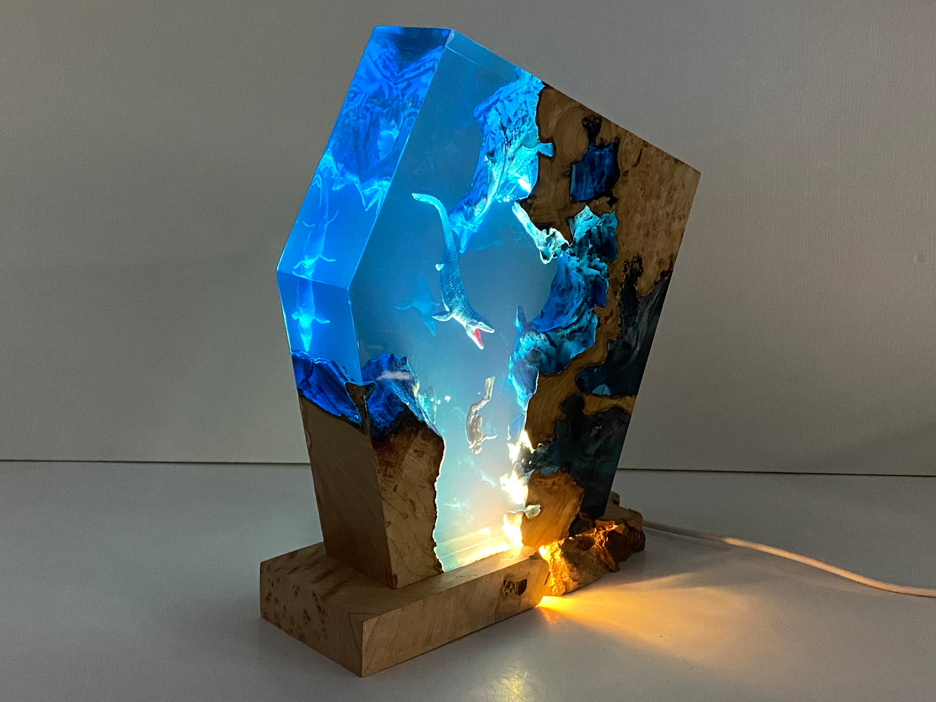 Scuba Diving Deep Sea Exploration Night Light, Large Epoxy Wood Lamp, Unique Gift, Halloween Gift, Christmas Gift