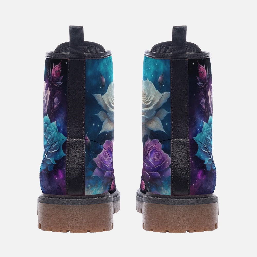 Emerald Blossoms - Rose Galaxy / Gothic, Punk, Unisex Combat Boots For Hippies