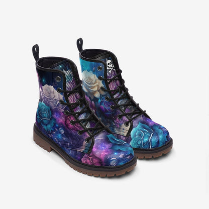 Emerald Blossoms - Rose Galaxy / Gothic, Punk, Unisex Combat Boots For Hippies