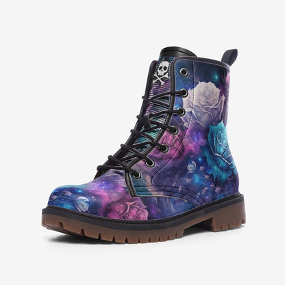 Emerald Blossoms - Rose Galaxy / Gothic, Punk, Unisex Combat Boots For Hippies