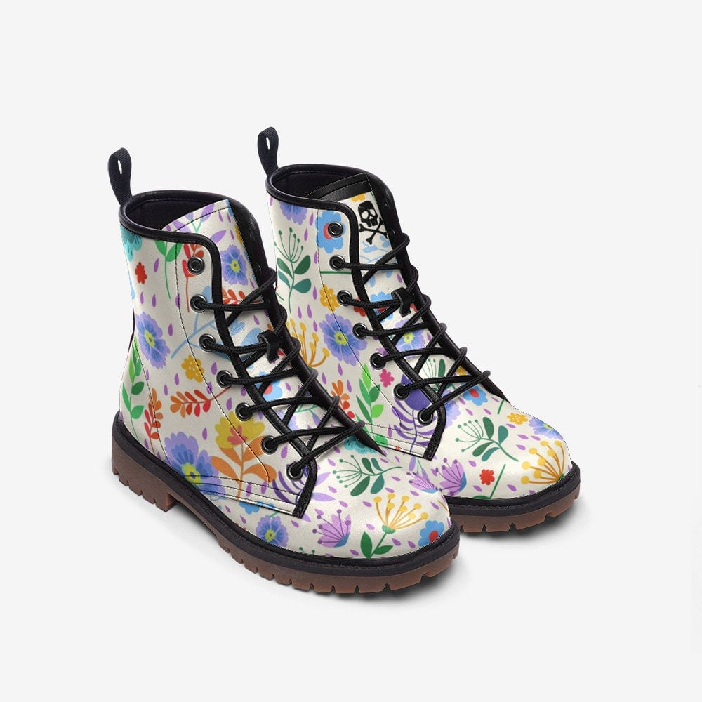 Emerald Blossoms - Spring & Flowers / Gothic, Punk, Combat Boots In Unisex