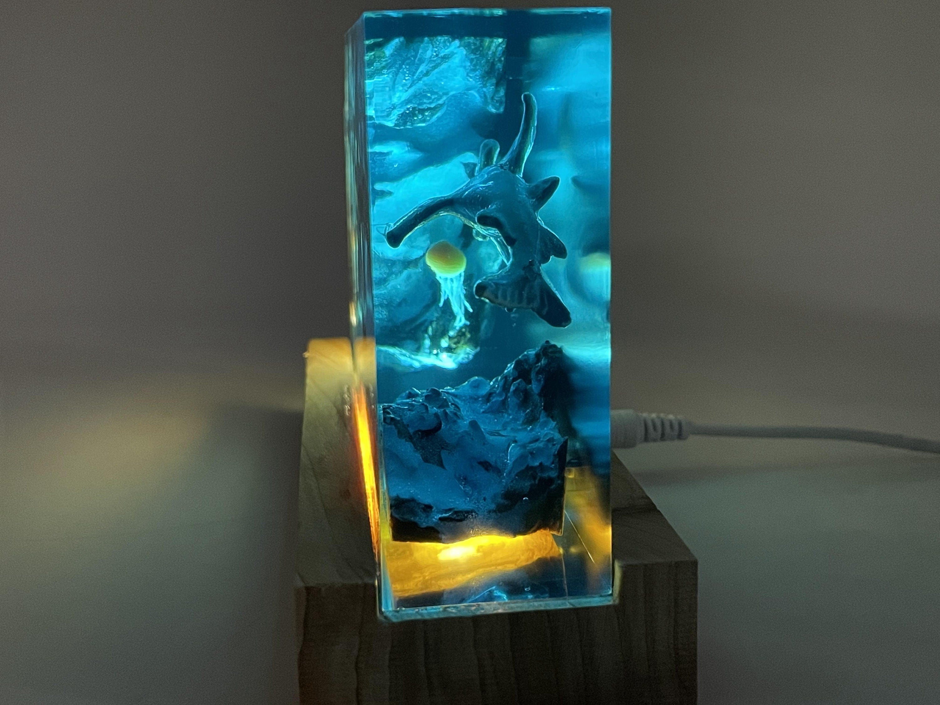 Shark Resin Lamp, Small Family Ornaments, Best Friend Gift, Unique Decoration, Personalized Night Light, Holiday Gift