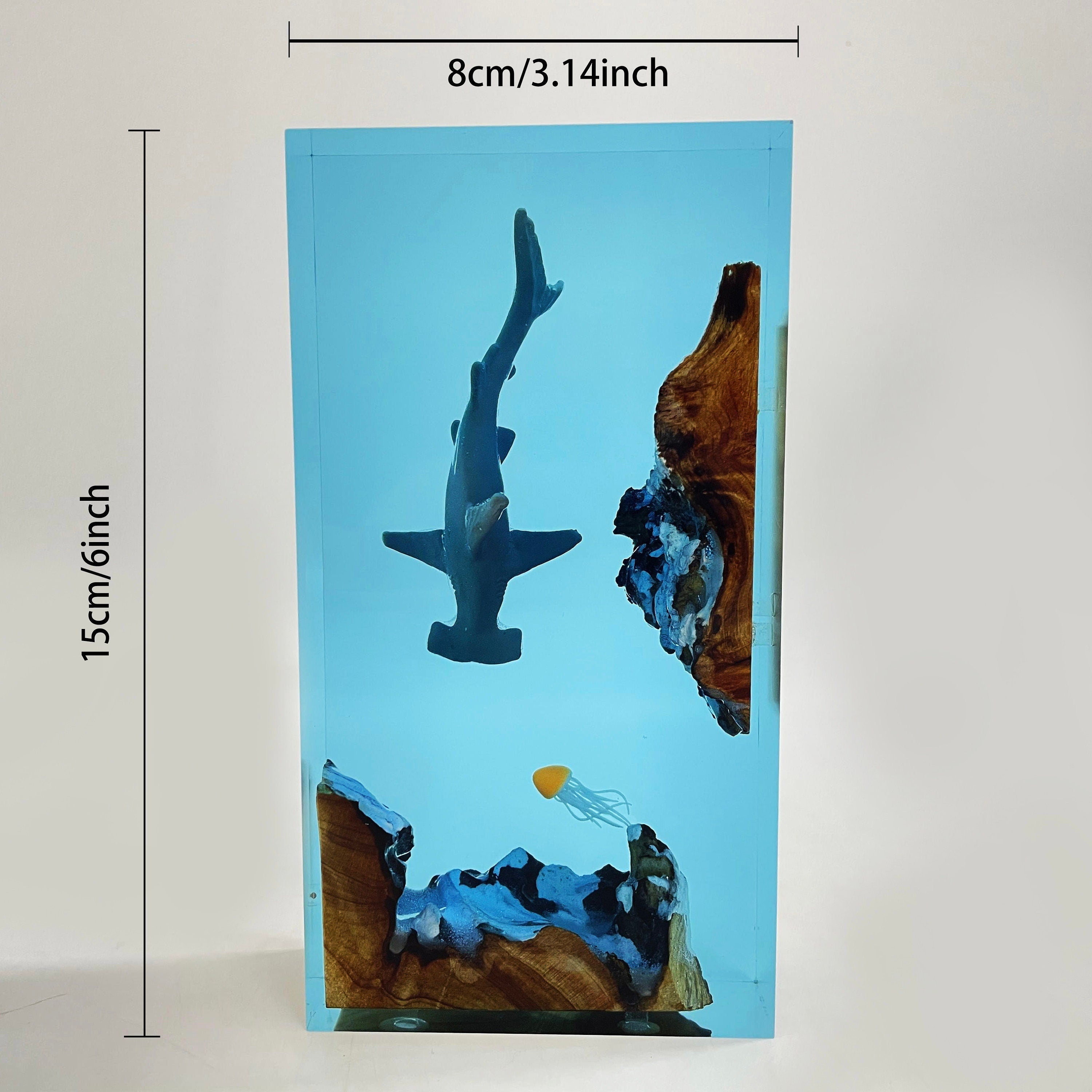 Shark Resin Lamp, Small Family Ornaments, Best Friend Gift, Unique Decoration, Personalized Night Light, Holiday Gift