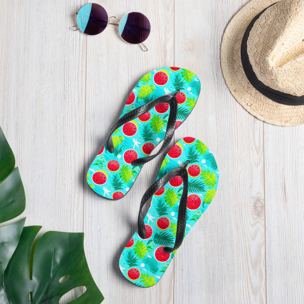 Emerald  Blossoms - Watermelon Vibes Flip Flops