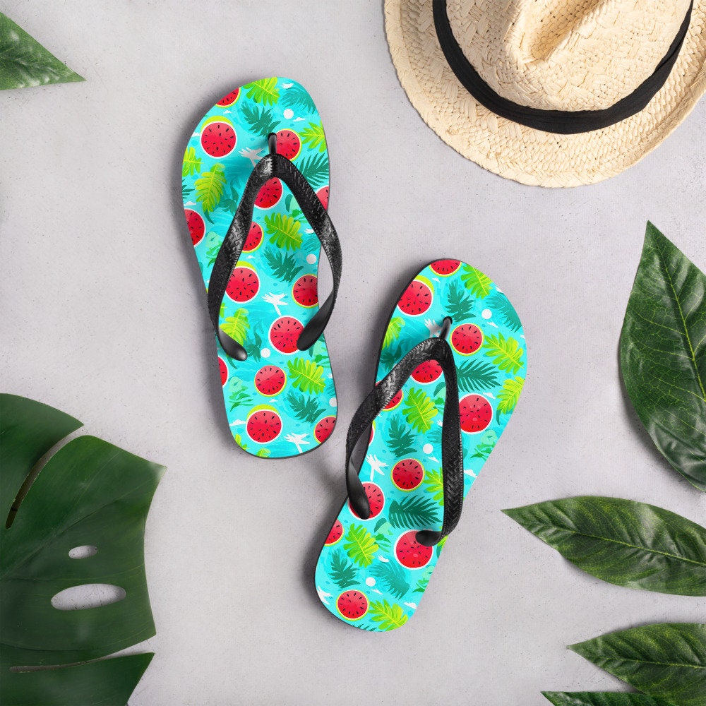 Emerald  Blossoms - Watermelon Vibes Flip Flops