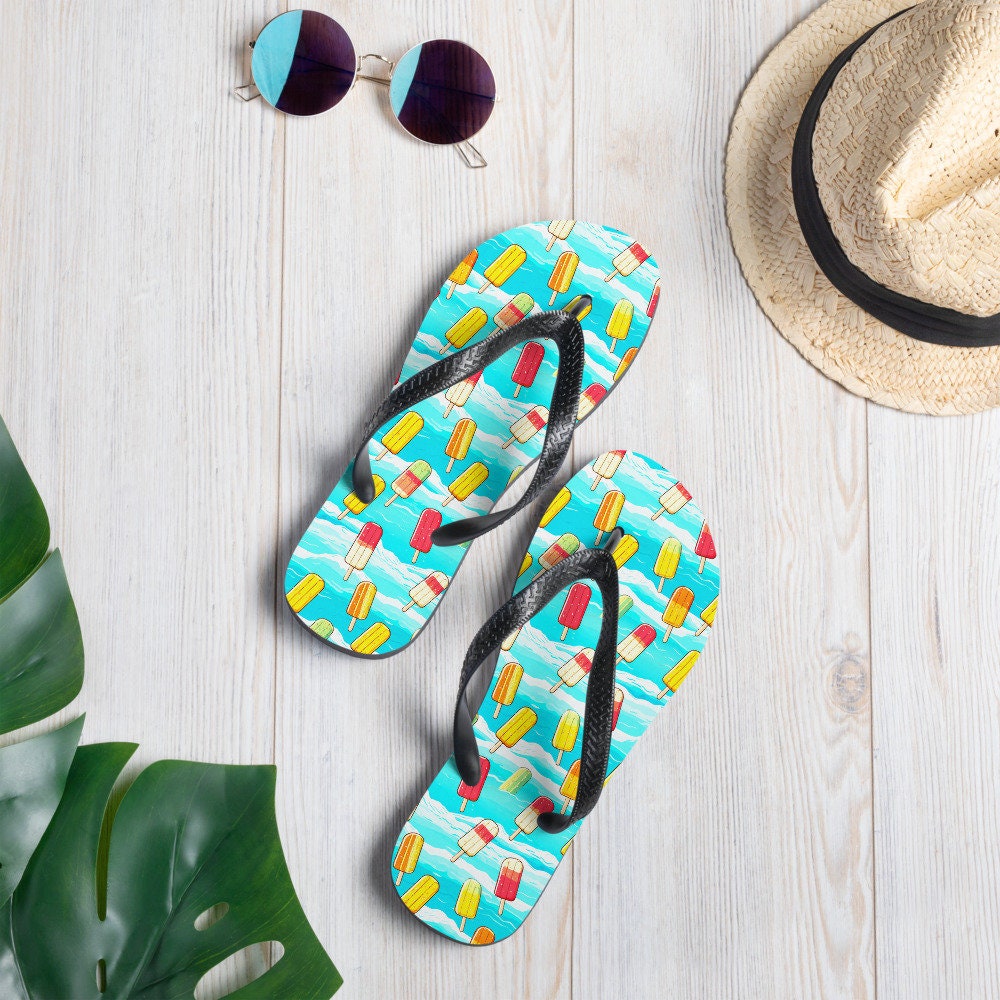 Emerald  Blossoms - Surfboard Popsicle Flip Flops