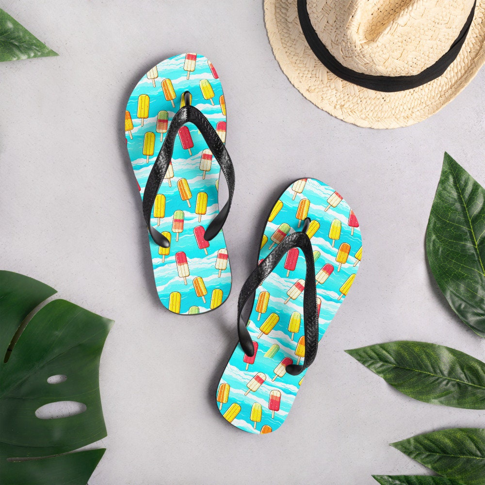 Emerald  Blossoms - Surfboard Popsicle Flip Flops