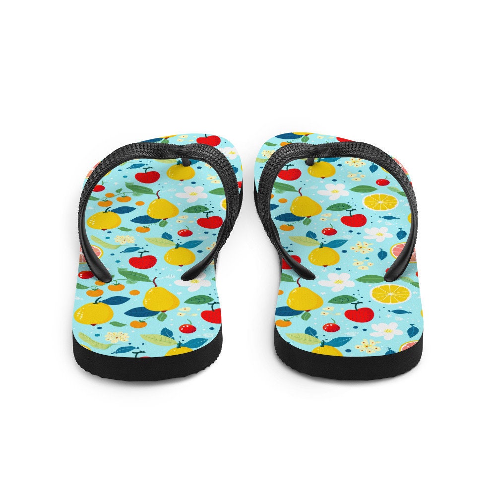 Emerald  Blossoms - Summer Fruit Garden Flip Flops