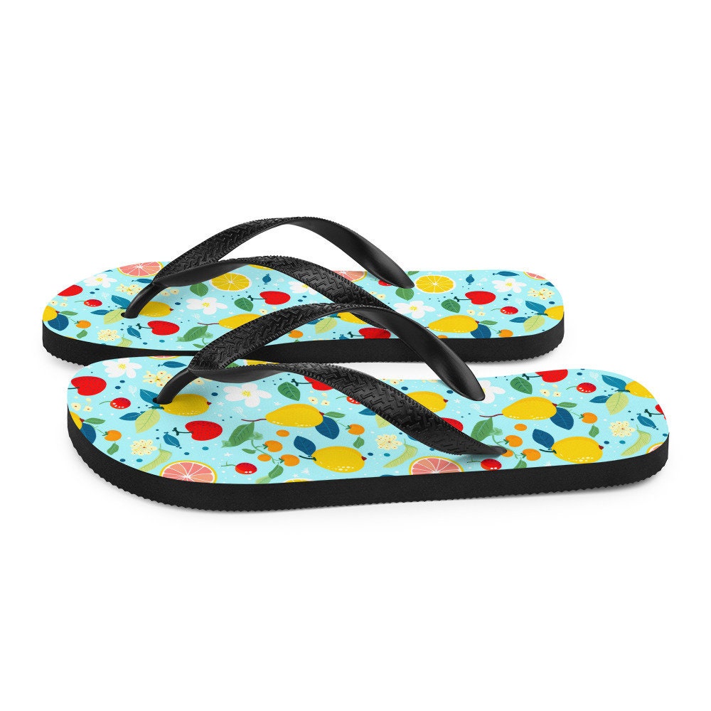 Emerald  Blossoms - Summer Fruit Garden Flip Flops