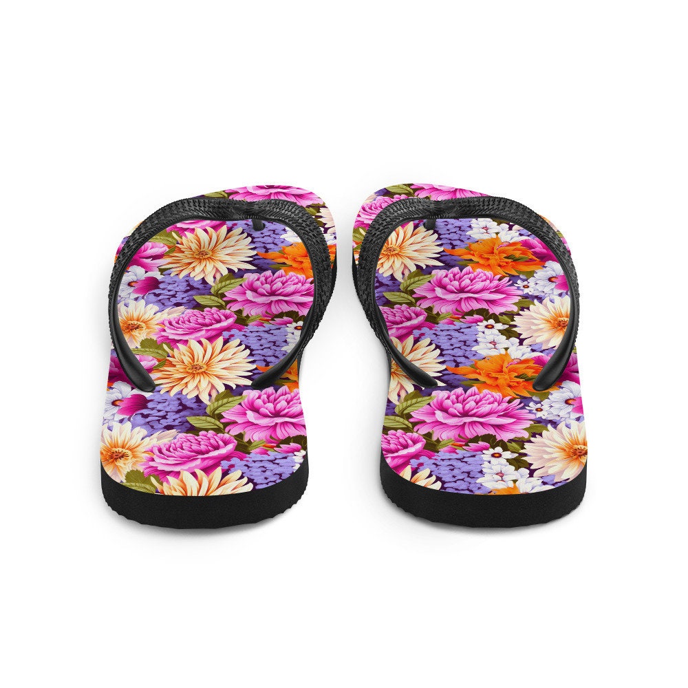 Emerald  Blossoms - Multi-Color Floral Flip Flops