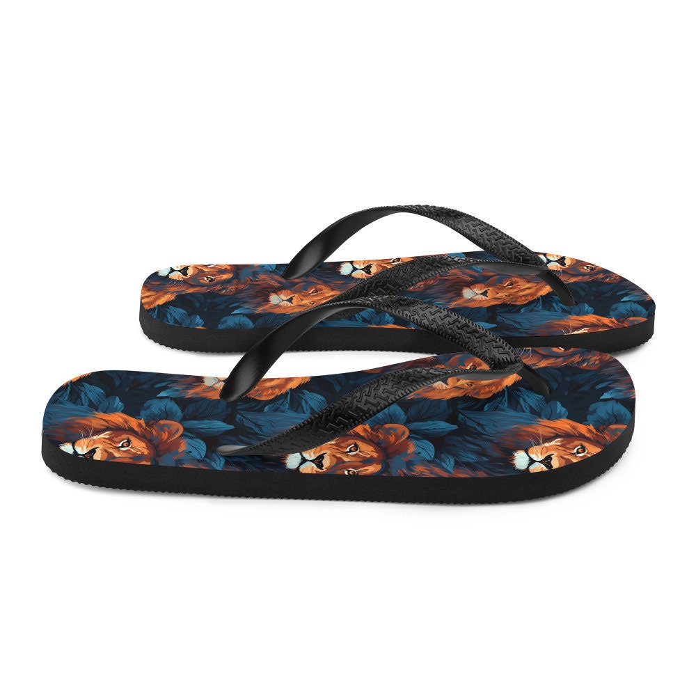 Emerald  Blossoms - Dual Lion Flip Flops