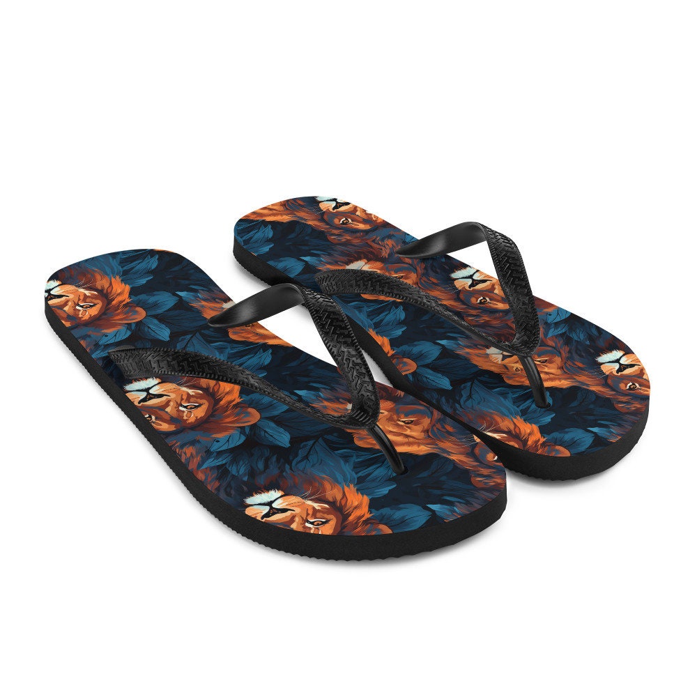 Emerald  Blossoms - Dual Lion Flip Flops