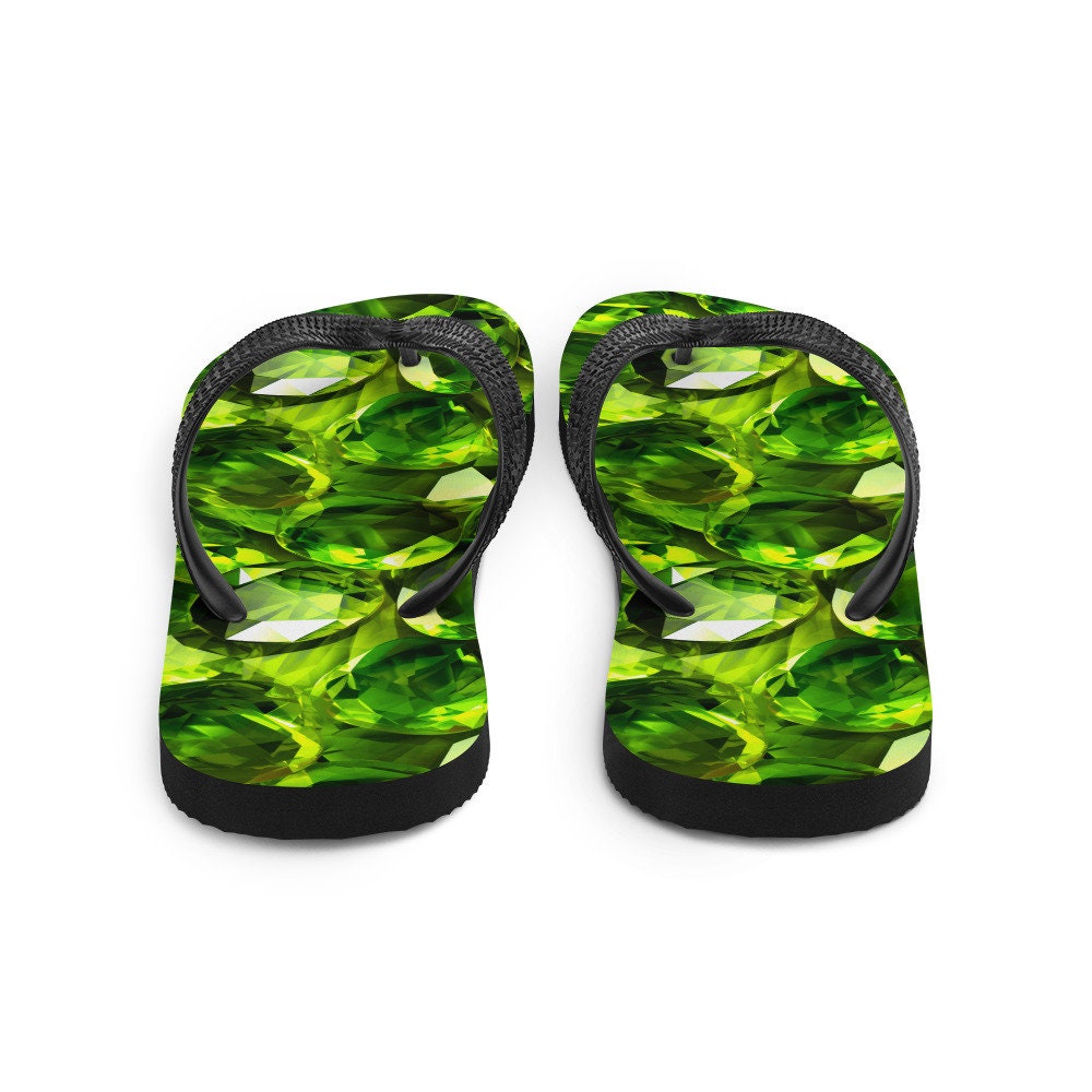 Emerald  Blossoms - Sun-Kissed Peridot Flip Flops