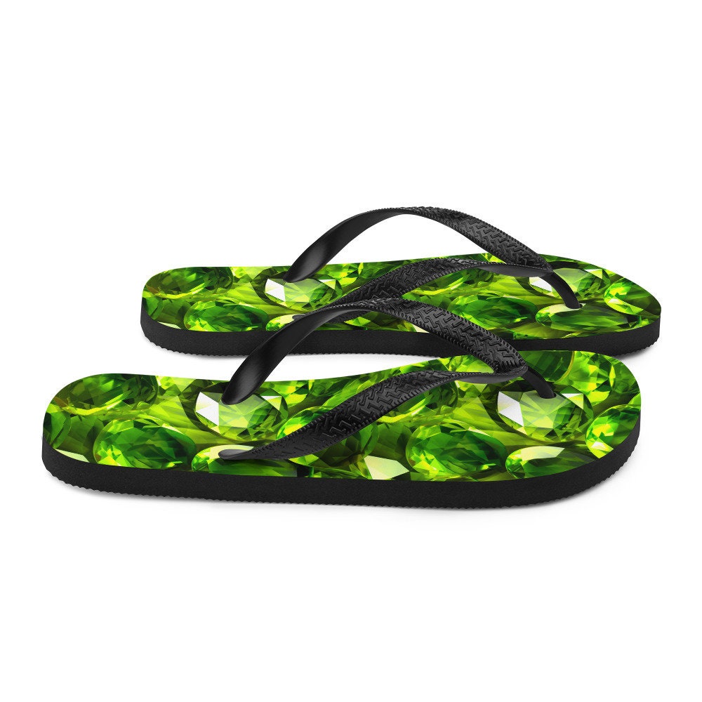 Emerald  Blossoms - Sun-Kissed Peridot Flip Flops