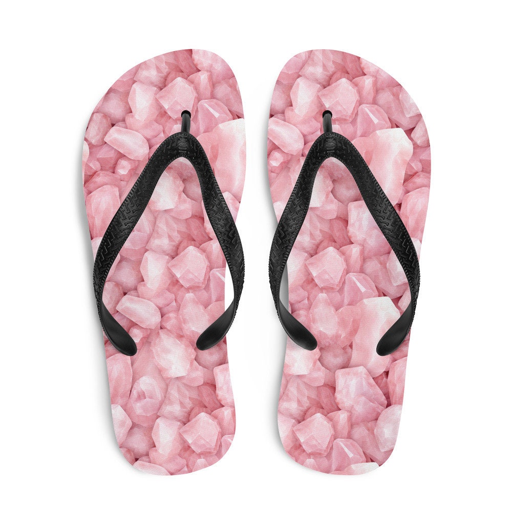 Emerald  Blossoms - Love-infused Rose Quartz Flip Flops