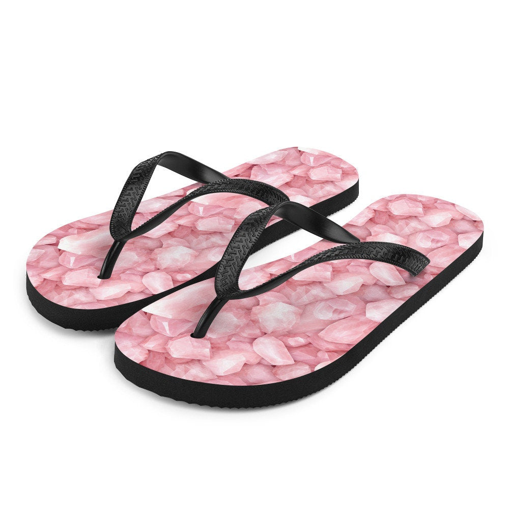 Emerald  Blossoms - Love-infused Rose Quartz Flip Flops