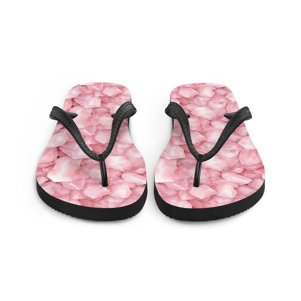 Emerald  Blossoms - Love-infused Rose Quartz Flip Flops