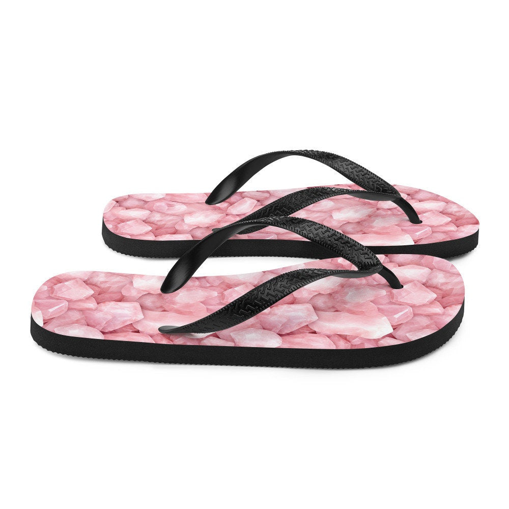 Emerald  Blossoms - Love-infused Rose Quartz Flip Flops