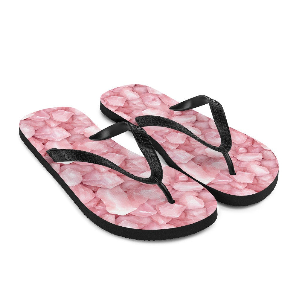 Emerald  Blossoms - Love-infused Rose Quartz Flip Flops