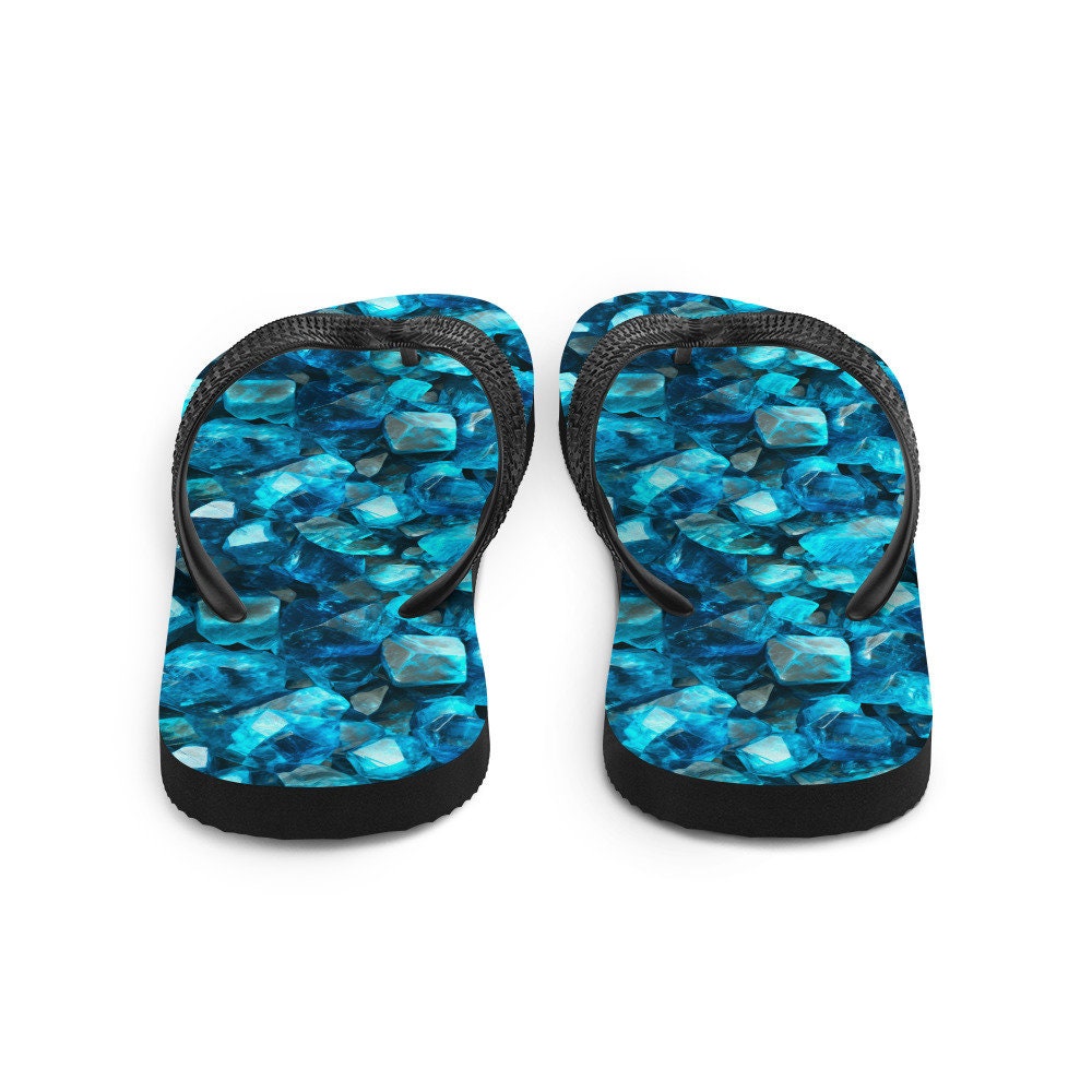 Emerald  Blossoms - Serene Blue Apatite Summer Flip Flops