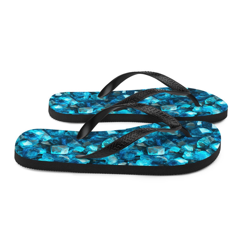 Emerald  Blossoms - Serene Blue Apatite Summer Flip Flops