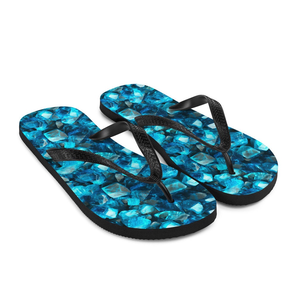 Emerald  Blossoms - Serene Blue Apatite Summer Flip Flops