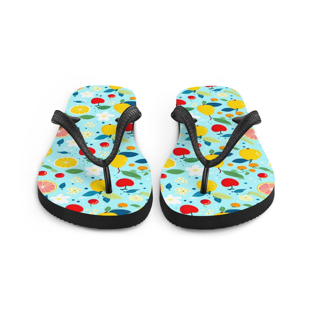 Emerald  Blossoms - Summer Fruit Garden Flip Flops