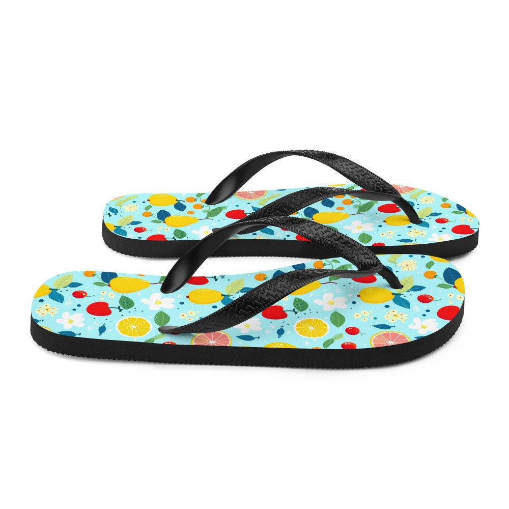 Emerald  Blossoms - Summer Fruit Garden Flip Flops