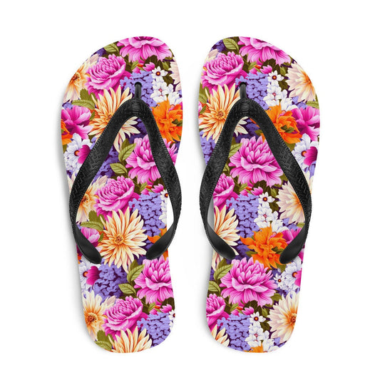 Emerald  Blossoms - Multi-Color Floral Flip Flops