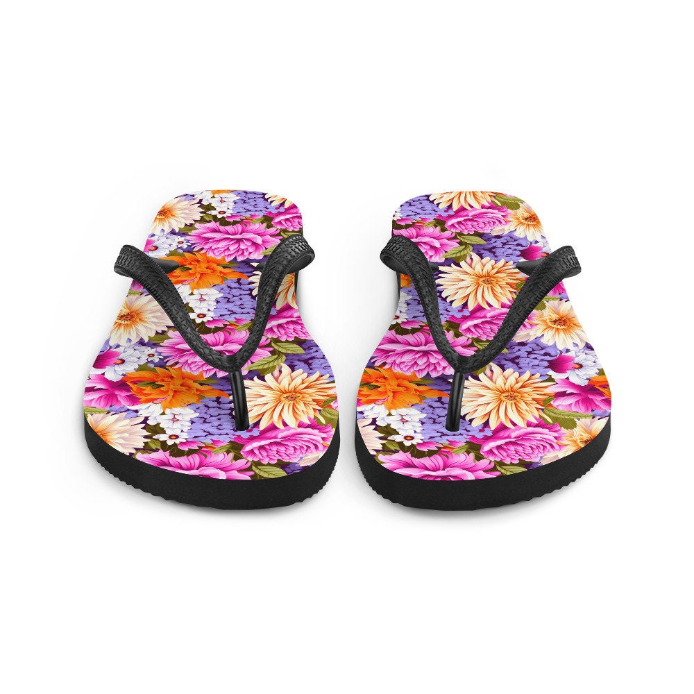 Emerald  Blossoms - Multi-Color Floral Flip Flops